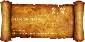 Kuncze Milán névjegykártya
